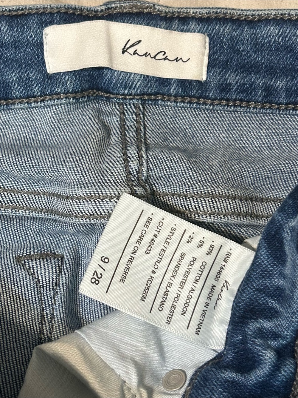 Kancan Low Rise Distressed Medium Wash Flare Denim Jeans Women’s Size 9 28 - Picture 9 of 9